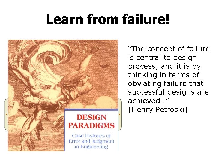 Learn from failure! “The concept of failure is central to design process, and it