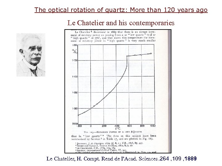 The optical rotation of quartz: More than 120 years ago Le Chatelier and his