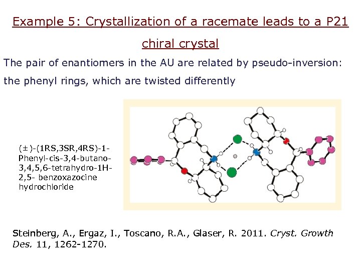 Example 5: Crystallization of a racemate leads to a P 21 chiral crystal The