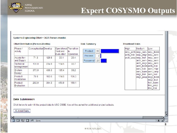 Expert COSYSMO Outputs 8 