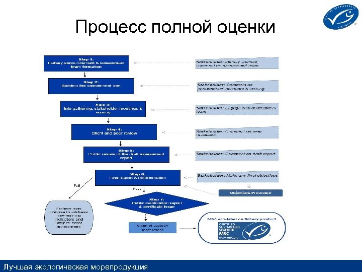 Процесс полной оценки Лучшая экологическая морепродукция 