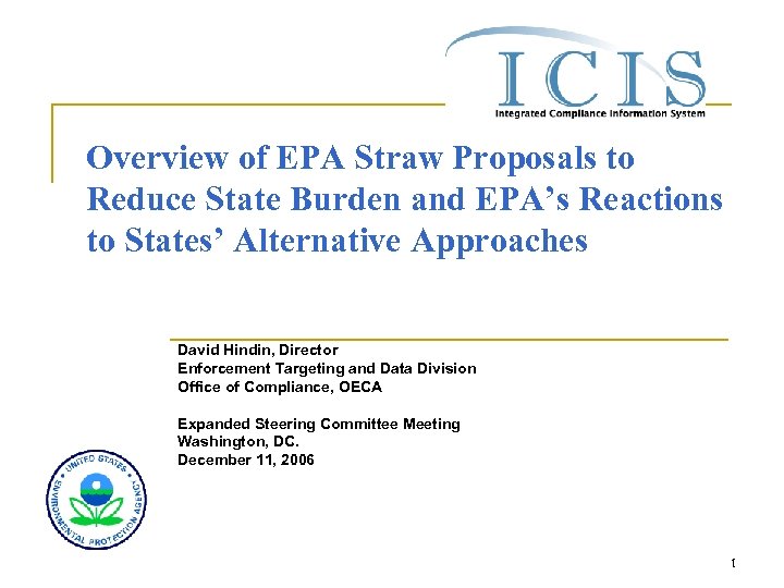 Overview of EPA Straw Proposals to Reduce State Burden and EPA’s Reactions to States’