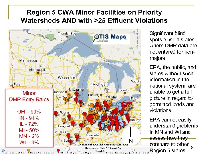 Region 5 CWA Minor Facilities on Priority Watersheds AND with >25 Effluent Violations Significant