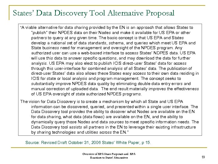 States’ Data Discovery Tool Alternative Proposal “A viable alternative for data sharing provided by