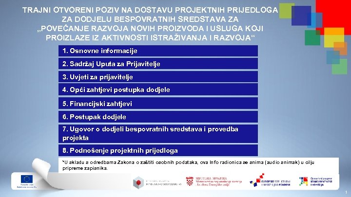 TRAJNI OTVORENI POZIV NA DOSTAVU PROJEKTNIH PRIJEDLOGA ZA DODJELU BESPOVRATNIH SREDSTAVA ZA „POVEĆANJE RAZVOJA