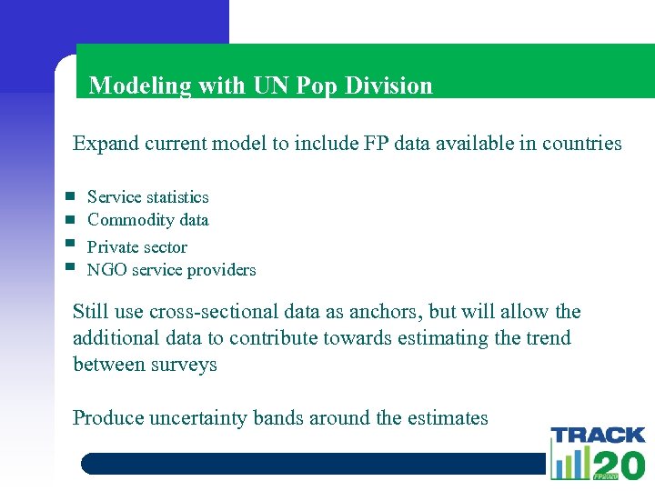 Modeling with UN Pop Division Expand current model to include FP data available in