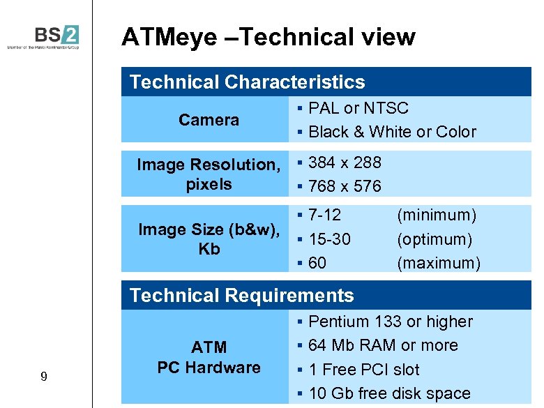 ATMeye –Technical view Penkiu kontinentu bankines technologijos, UAB Technical Characteristics Camera § PAL or
