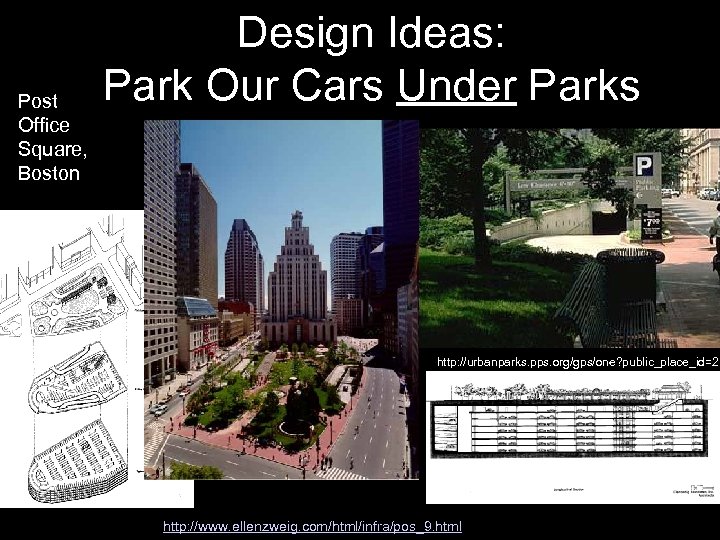 Post Office Square, Boston Design Ideas: Park Our Cars Under Parks http: //urbanparks. pps.