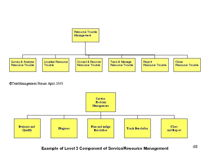 Resource Trouble Management Survey & Analyse Resource Trouble Localise Resource Trouble Correct & Recover