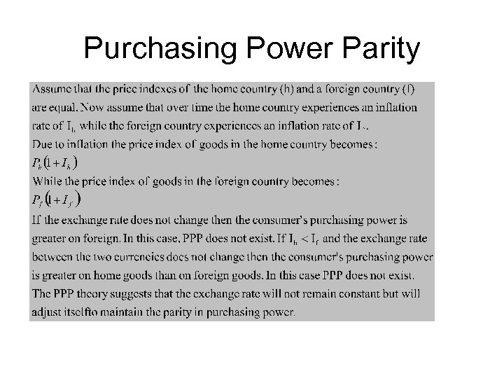 Purchasing Power Parity 