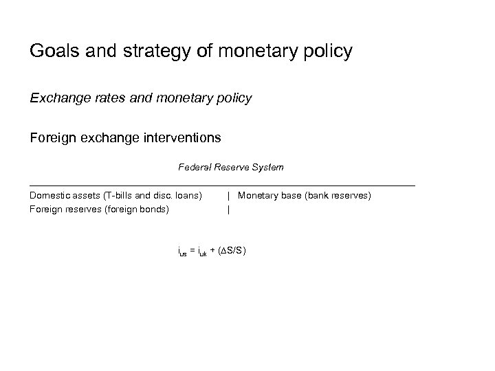 Goals and strategy of monetary policy Exchange rates and monetary policy Foreign exchange interventions