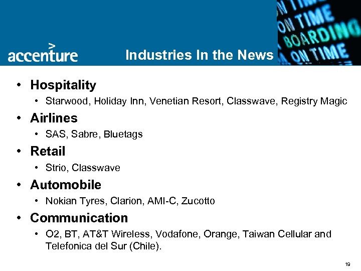 Industries In the News • Hospitality • Starwood, Holiday Inn, Venetian Resort, Classwave, Registry