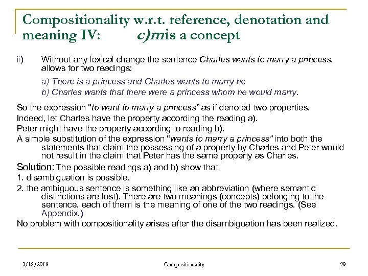 Compositionality w. r. t. reference, denotation and meaning IV: c)m is a concept ii)