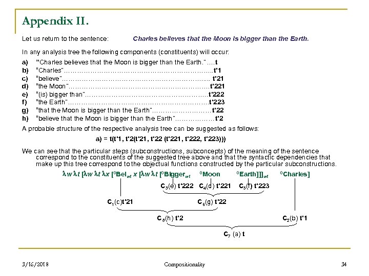 Appendix II. Let us return to the sentence: Charles believes that the Moon is