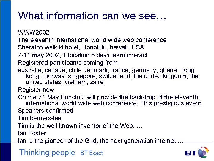 What information can we see… WWW 2002 The eleventh international world wide web conference