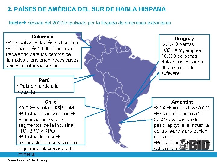 2. PAÍSES DE AMÉRICA DEL SUR DE HABLA HISPANA Inicio década del 2000 impulsado