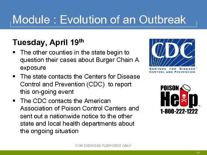 Module : Evolution of an Outbreak Tuesday, April 19 th § The other counties