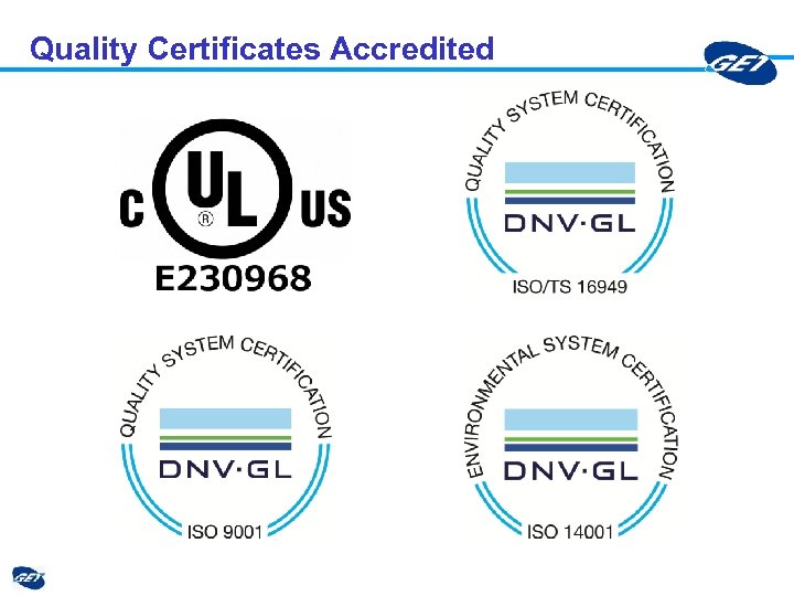 Quality Certificates Accredited 