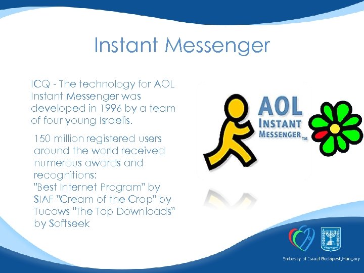 Instant Messenger ICQ - The technology for AOL Instant Messenger was developed in 1996