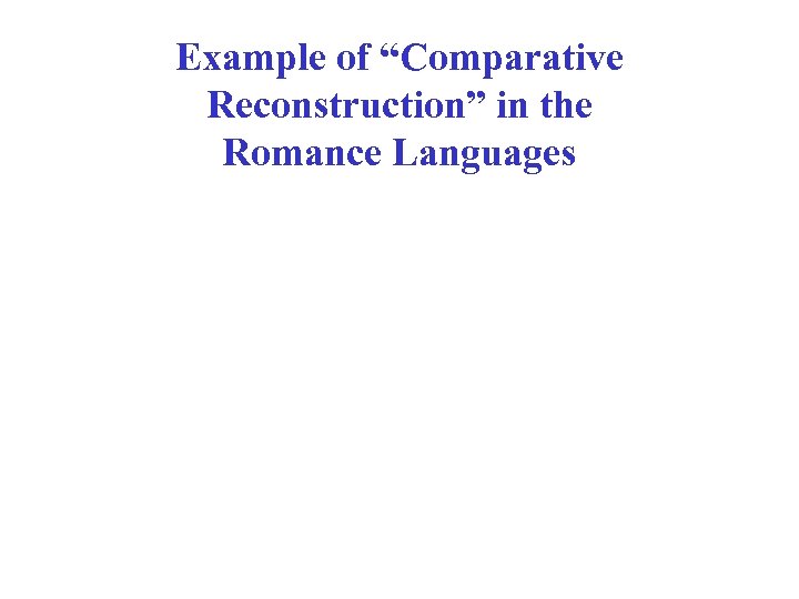 Example of “Comparative Reconstruction” in the Romance Languages 