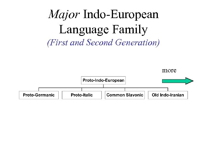 Major Indo-European Language Family (First and Second Generation) more 
