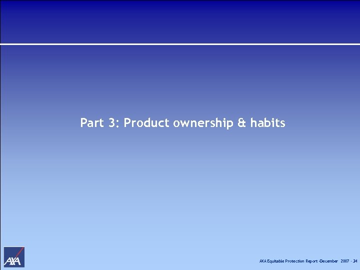 Part 3: Product ownership & habits AXA Equitable Protection Report –December 2007 - 34