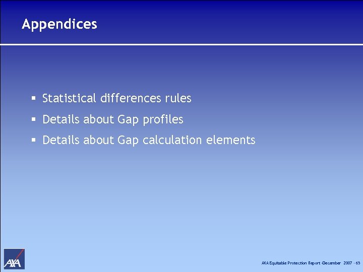 Appendices § Statistical differences rules § Details about Gap profiles § Details about Gap