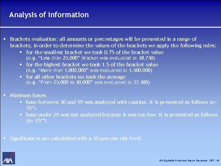 Analysis of information § Brackets evaluation: all amounts or percentages will be presented in