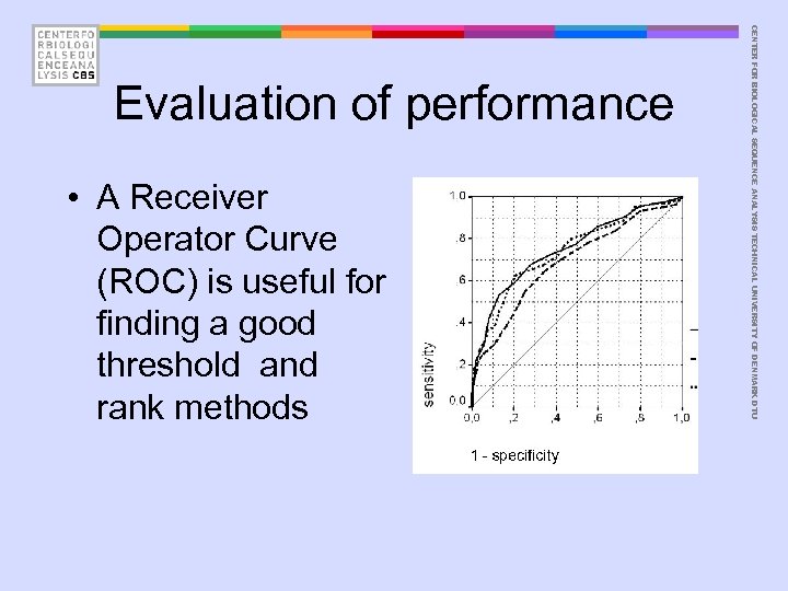  • A Receiver Operator Curve (ROC) is useful for finding a good threshold