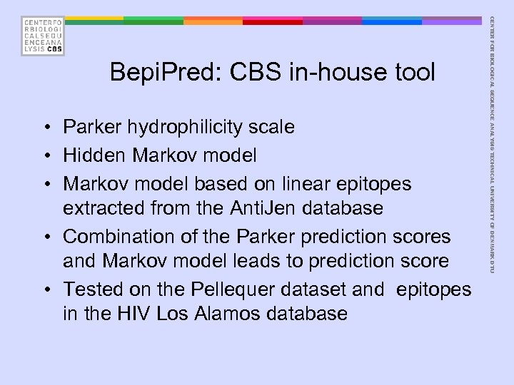  • Parker hydrophilicity scale • Hidden Markov model • Markov model based on