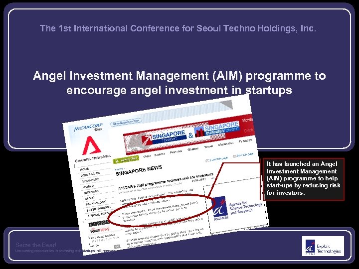 The 1 st International Conference for Seoul Techno Holdings, Inc. Angel Investment Management (AIM)