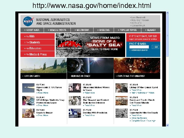 http: //www. nasa. gov/home/index. html 