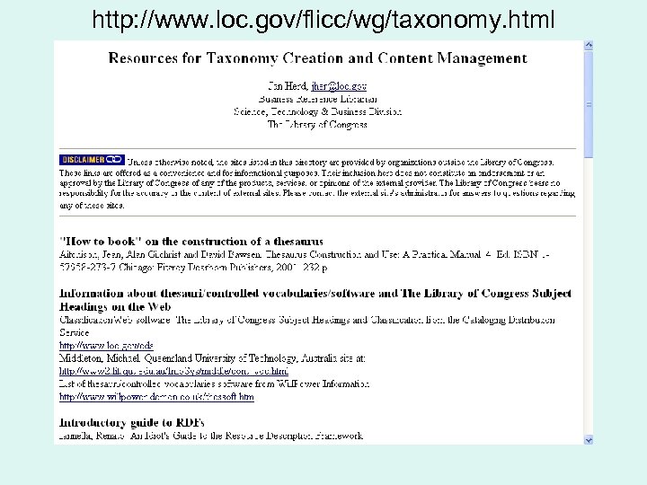 http: //www. loc. gov/flicc/wg/taxonomy. html 