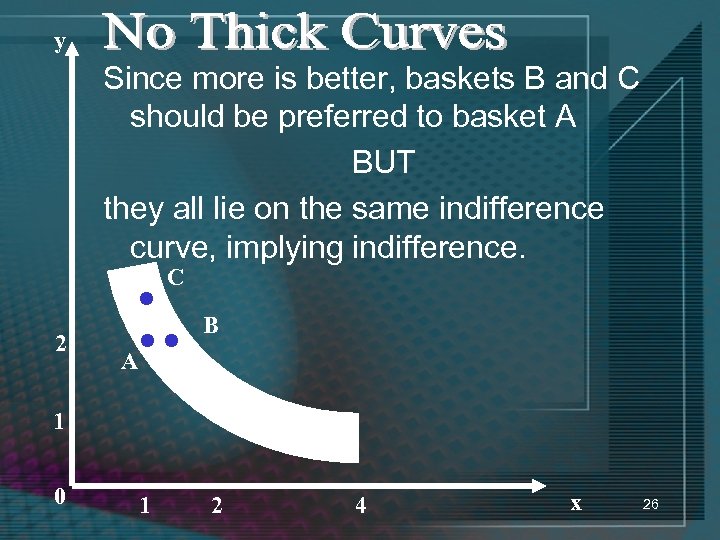 y Since more is better, baskets B and C should be preferred to basket
