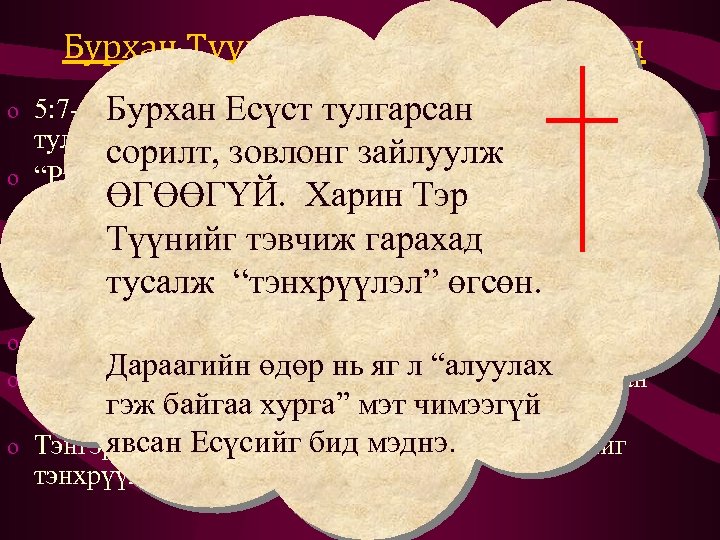 Бурхан Түүний гуйлтанд хариулсан o o o 5: 7 -д “Тэр хашхиран залбирал болон
