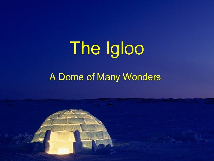 The Igloo A Dome of Many Wonders 