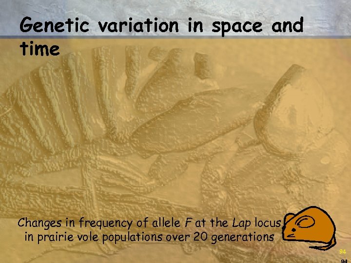 Genetic variation in space and time Changes in frequency of allele F at the