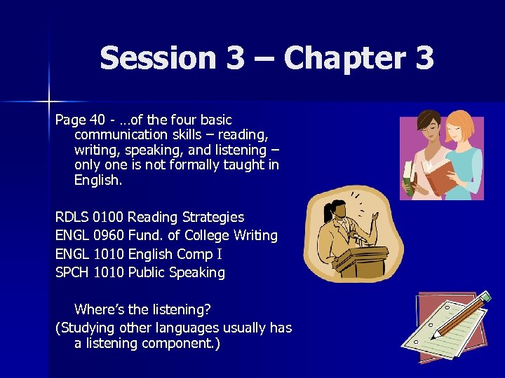 Session 3 – Chapter 3 Page 40 - …of the four basic communication skills