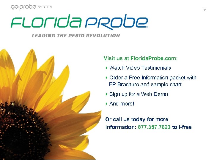 SYSTEM 11 Visit us at Florida. Probe. com: Watch Video Testimonials Order a Free