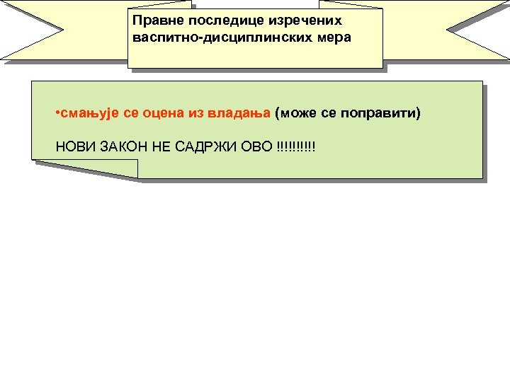 Правне последице изречених васпитно-дисциплинских мера • смањује се оцена из владања (може се поправити)