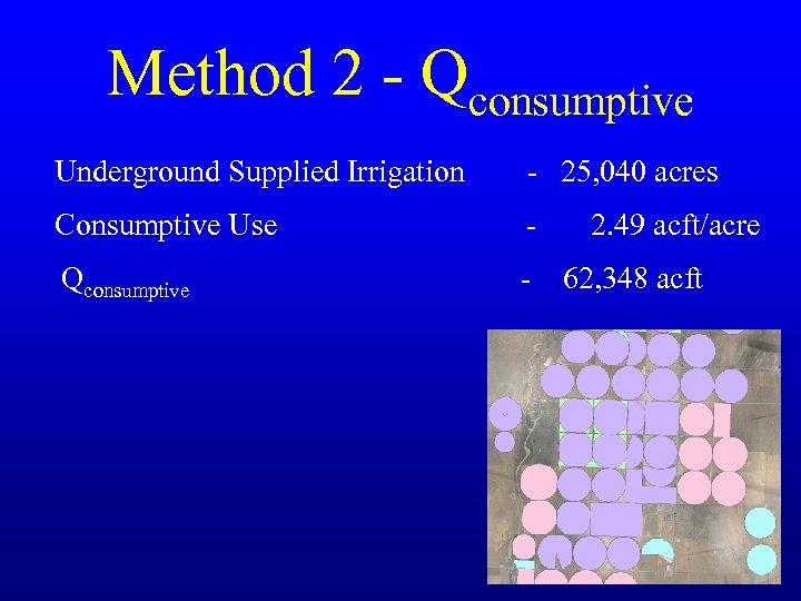 Method 2 - Qconsumptive Underground Supplied Irrigation - 25, 040 acres Consumptive Use -