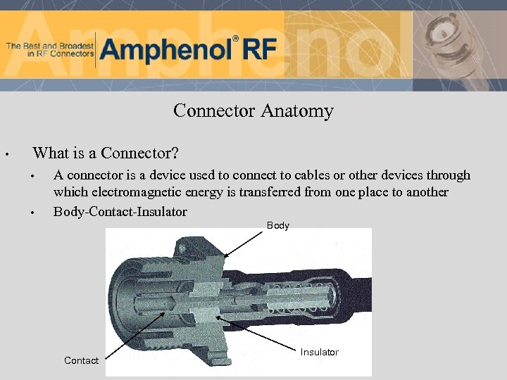 Connector Anatomy • What is a Connector? • • A connector is a device