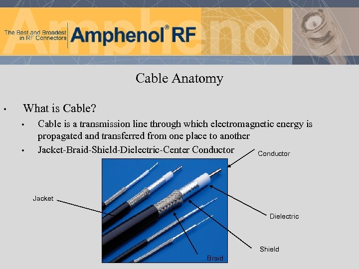 Cable Anatomy • What is Cable? • • Cable is a transmission line through