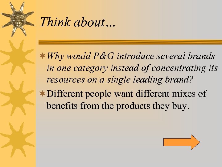 Think about… ¬Why would P&G introduce several brands in one category instead of concentrating