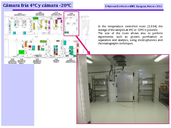 Cámara fría 4ºC y cámara -20ºC V National Conference BIFI, Zaragoza, Febrero 2011 In