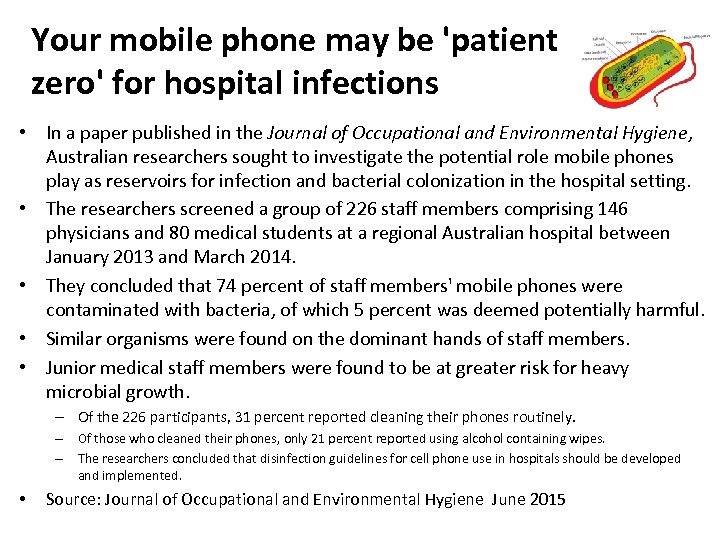 Your mobile phone may be 'patient zero' for hospital infections • In a paper