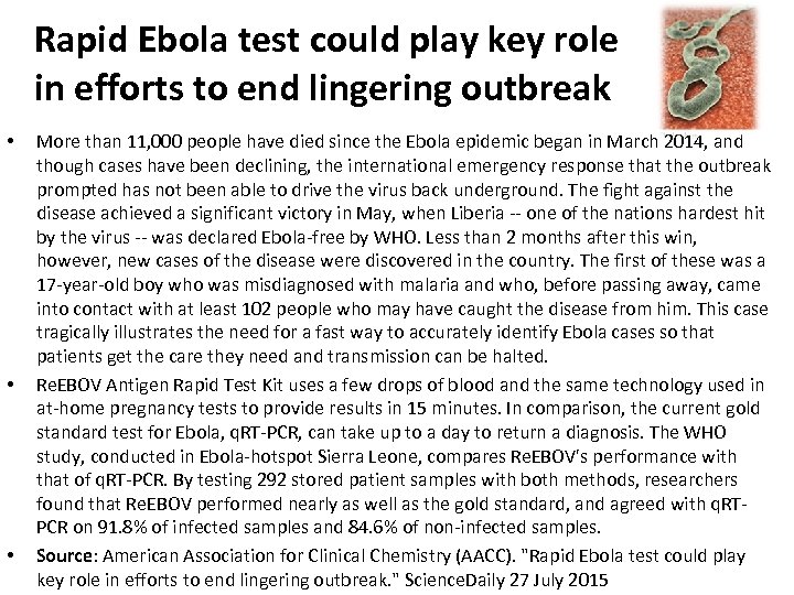 Rapid Ebola test could play key role in efforts to end lingering outbreak •