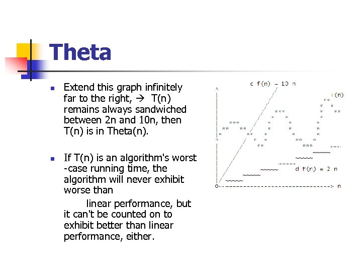 Theta n n Extend this graph infinitely far to the right, T(n) remains always