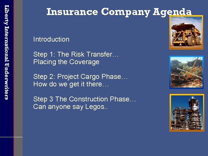 Liberty International Underwriters Insurance Company Agenda Introduction Step 1: The Risk Transfer… Placing the