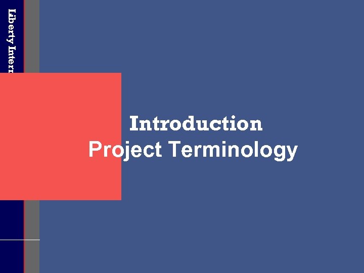 Liberty International Underwriters Introduction Project Terminology 